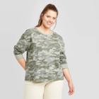 Women's Plus Size Camo Print Crewneck Sweatshirt - Universal Thread Green 1x, Women's,