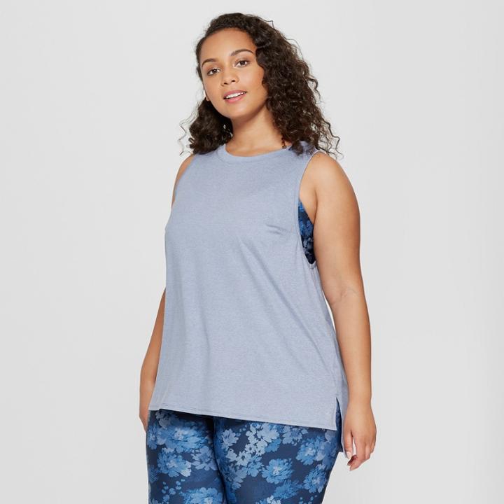 Women's Plus Size Muscle Tank Top - Joylab Stonewash Blue
