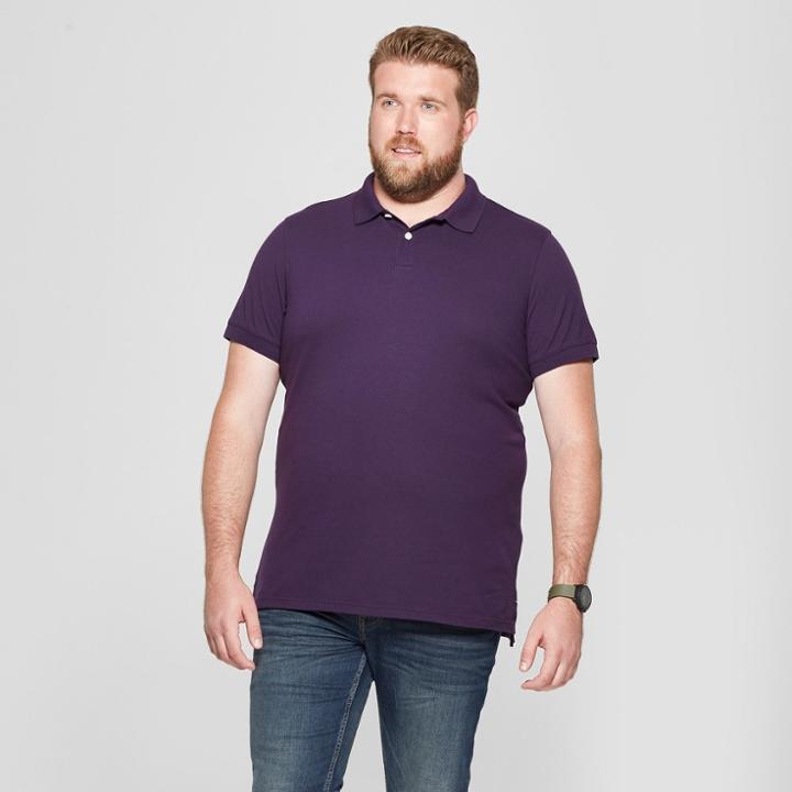 Men's Tall Short Sleeve Loring Polo T-shirt - Goodfellow & Co Purple Crest