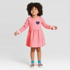 Toddler Girls' Stripped Dress - Cat & Jack Coral 12m, Toddler Girl's, Pink