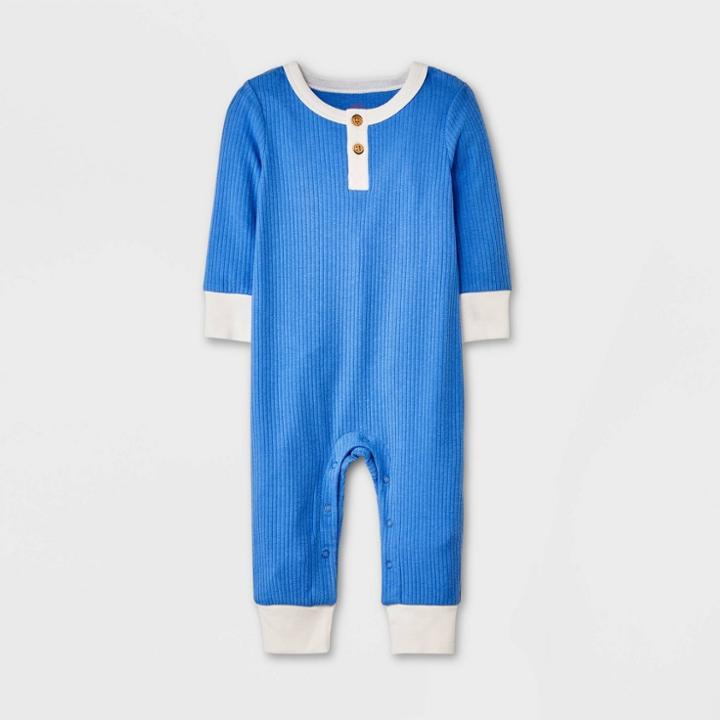 Baby Long Sleeve Romper - Cat & Jack Blue Newborn