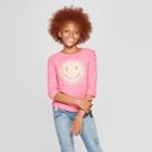 Girls' Smiley Face Cozy Pullover - Cat & Jack Pink
