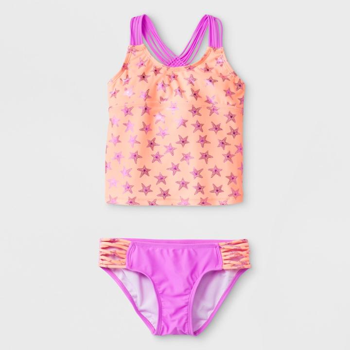 Malibu Dream Girl Girls' Star Fish Tankini Set - Pink 12,