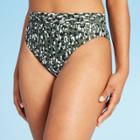 Women's High Waist High Leg Extra Cheeky Bikini Bottom - Shade & Shore Palm Green Animal Print Xs, Women's,