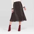 Women's Fleck High-rise Pleated Midi Skirt - A New Day Black M,