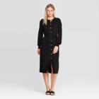 Women's Long Sleeve Crewneck Midi Sweater Dress - Who What Wear Black