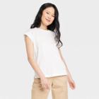 Women's Short Sleeve Extended Shoulder T-shirt - A New Day White
