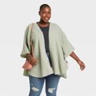 Women's Plus Size Gauze Ruana Wrap Jacket - Universal Thread Green