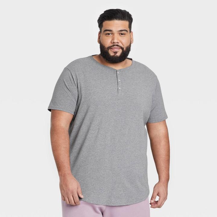 Men's Big & Tall Supima Cotton Henley T-shirt - All In Motion Gray Heather