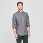Men's Slim Fit Brushed Whittier Oxford Long Sleeve Collared Button-down Shirt - Goodfellow & Co Zodiac Night