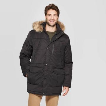 Men's Standard Fit Long Sleeve Parka Winter Coat - Goodfellow & Co Black