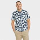 Men's Short Sleeve Knit Button-down Shirt - Goodfellow & Co Navy Blue