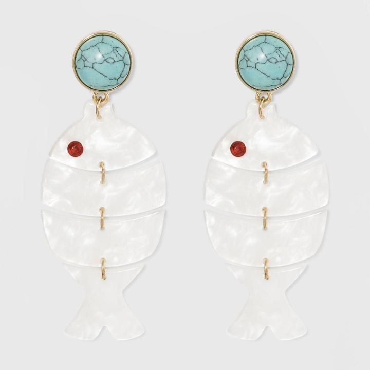 Sugarfix By Baublebar Embellished Fish Drop Earrings - White, Women's