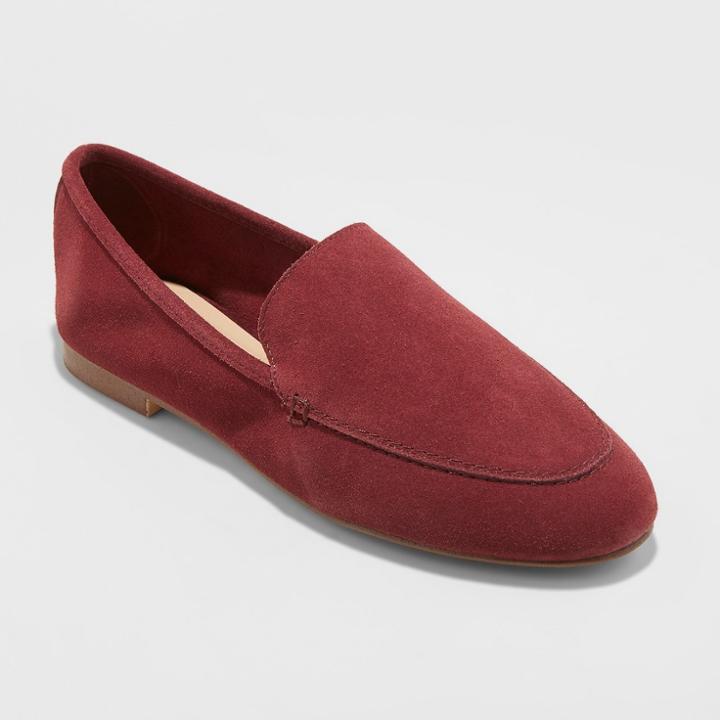 Women's Mila Wide Width Suede Loafers - A New Day Burgundy (red) 7w,