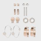 Zinc Stud Earring Set 8pc - A New Day Rose Gold/silver, Women's,