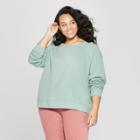 Women's Plus Size Long Sleeve Crew Neck Sweatshirt - Universal Thread Green