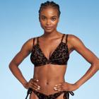 Women's Triangle Bikini Top - Shade & Shore Black Animal Print D/dd Cup