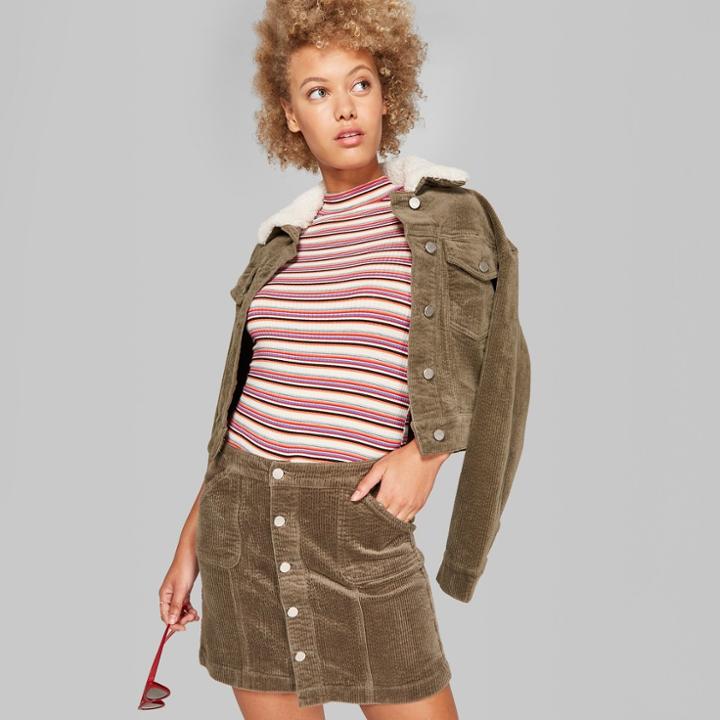 Women's Corduroy Mini Skirt - Wild Fable Olive