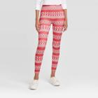 Women's Fairisle Holiday Fleece Lined Leggings - Wondershop Red/white S/m, Size: