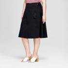 Women's Plus Size Skirt With Tie - Ava & Viv Black