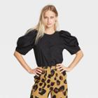 Women's Puff Elbow Sleeve Top- Who What Wear Black