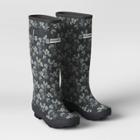 Smith & Hawken Rubber Tall Rain Boots Size 7 Floral Gray -