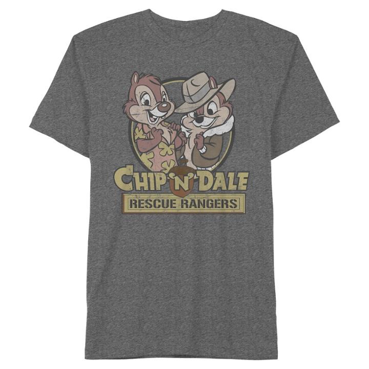 Hybrid Apparel Men's Chip N' Dale Rescue Rangers T-shirt Charcoal Gray X Large,
