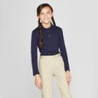 French Toast Girls' Long Sleeve Interlock Uniform Polo Shirt - Navy (blue)
