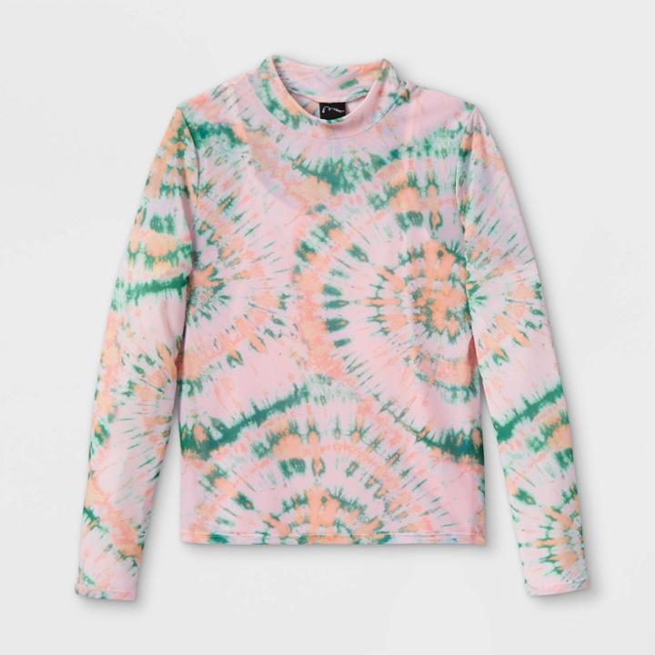Girls' Mock Neck Long Sleeve Mesh Top - Art Class Xs,