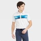 Men's Chest Striped Polo Shirt - All In Motion White