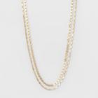 2 Row Disc And Navette Link Chain Long Necklace - A New Day Gold