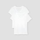 Women's Short Sleeve Scoop Neck Slim Fit 2pk Bundle T-shirt - A New Day White/white