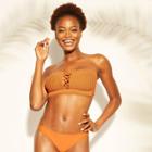 Women's Strappy Crochet Bandeau Bikini Top - Xhilaration Pumpkin D/dd Cup, Orange