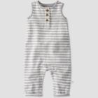 Baby Organic Cotton Striped Jumpsuit - Little Planet By Carter's Gray Newborn