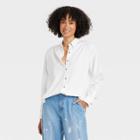 Women's Long Sleeve Oversized Button-down Shirt - Universal Thread White