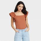 Women's Ruffle Top - A New Day Brown