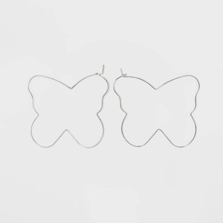 Butterfly Shape Wire Threader Hoop Earrings - Wild Fable Dark