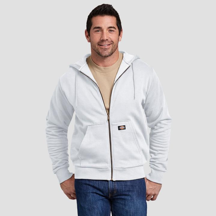 Dickies Men's Thermal Lined Fleece Hoodie- White M,