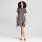 Women's Short Sleeve Asymmetrical Ruffle Hem T-shirt Dress - A New Day Heather Gray