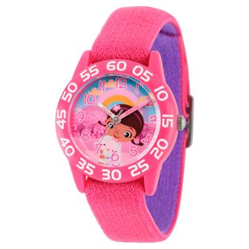 Girls' Disney Doc Mcstuffins, Lambie Pink Plastic Time Teacher Watch - Pink