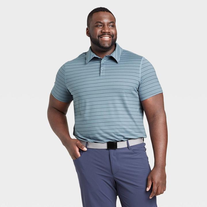 Men's Striped Golf Polo Shirt - All In Motion Blue S, Men's,