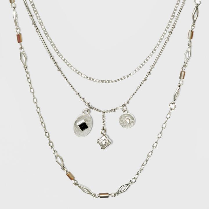 Charms Multi Row Statement Necklace - Universal Thread Dark