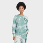Mighty Fine Women's Big Smile Energy Graphic Sweatshirt - Green Tie-dye