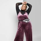 Women's Plus Size Sleeveless V-neck Velvet Wrap Jumpsuit - Wild Fable Plum 1x, Women's, Size: