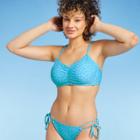 Juniors' Shoulder Tie Bralette Bikini Top - Xhilaration Blue Floral Print D/dd Cup