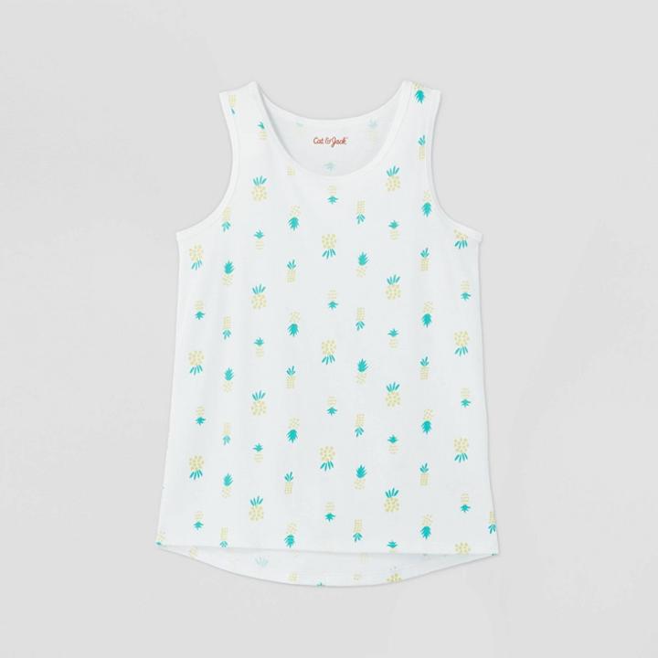 Girls' Pineapple Print Graphic Tank Top - Cat & Jack White
