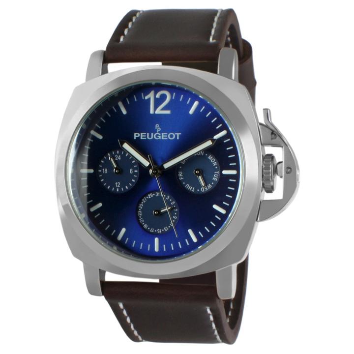 Peugeot Watches Peugeot Men's Silver Multi-function Chronograph Sport Watch - Blue,
