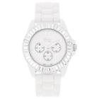 Women's Geneva Platinum Rhinestone Accented Silicone Strap Watch - White