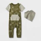 Baby Boys' Romper With Bib - Cat & Jack Olive Newborn, Boy's, Green