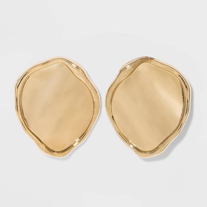 Hammered Metal Post Round Earrings - A New Day Gold, Gold/grey